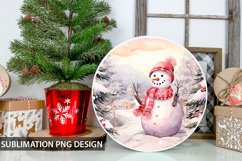 Christmas Snowman Round Sign - Snowman Round Sublimation Product Image 1