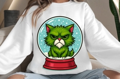 Green funny Christmas cat png design for T-shirts Product Image 4