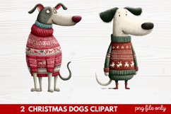 2 Christmas Dogs Clipart | Cute Holiday Puppy PNG Illustrati Product Image 1