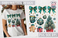 Christmas Coquette Bow PNG Holidays Funny Watercolor Product Image 1