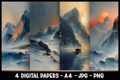 4 Beautiful Sea View Digital Papers I Junk Journal Pages Product Image 1