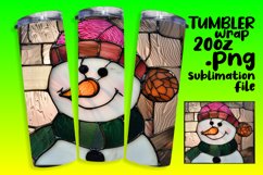 Stained Glass Snowman Tumbler Wrap for Christmas Product Image 1