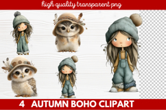 Autumn Boho Clipart | Fall Bohemian Aesthetic PNG Illustrati Product Image 1