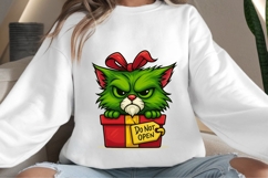 Funny Christmas green cat png design for T-shirts Product Image 4