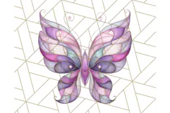 Stained Glass Butterfly PNG Colorful Clipart for Sublimation Product Image 2