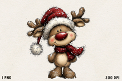 Cute Whimsical Christmas Reindeer Clipart Holiday PNG Product Image 1
