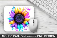 Magical Purple Cyan Sunflower Sublimation Mouse Pad Design Product Image 1