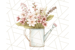 Watering Can Flowers PNG, Rustic Floral Watercolor Clipart Product Image 4