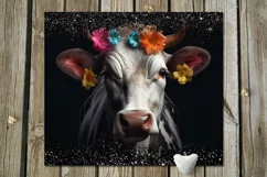 Cow & flowers | 9 Skinny tumbler Sublimation designs, JPG Product Image 7