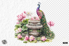 Pink Peacocks Garden Clipart - Peacock PNG Product Image 1