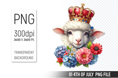 4th of July Sheep Clipart, Animal illustration for crafts Product Image 1