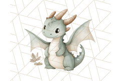 Watercolor Baby Dragon Clipart, Cute Nursery Fantasy PNG Product Image 5