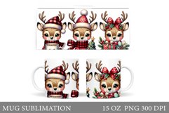 Christmas Deer Mug Design. Cute Deer Mug Sublimation Product Image 1