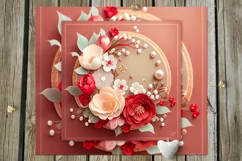 3D papercut red & white Flowers | 8 Skinny tumbler designs Product Image 7