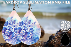 Joyful Teardrop Earrings Art PNG, Watercolor Pattern Product Image 1