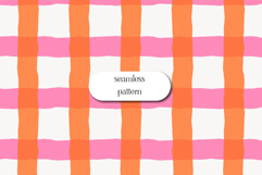 Pink Orange Gingham Seamless Pattern Hand Painted Checks Product Image 1
