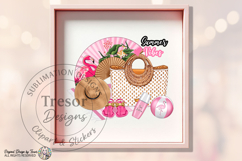 Summer beach illustration, beach vacation, pink tropical PNG Product Image 6