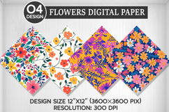 Flowers Seamless Digital Paper, Flowers Background Product Image 1