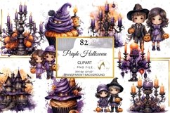 Watercolor Purple Halloween Illustrations Bundle Product Image 6