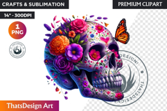 Floral Sugar Skull Day of the Dead Clipart, dia de muertos Product Image 1