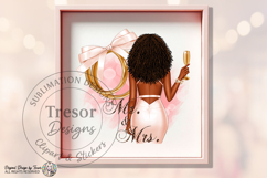 Mr And Mrs Curly Bride PNG Wedding Clipart Sublimation Product Image 5