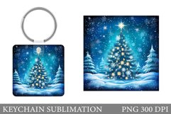 Christmas Tree Keychain. Christmas Square Keychain Design Product Image 1