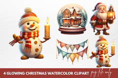Glowing Christmas Watercolor Clipart Product Image 1