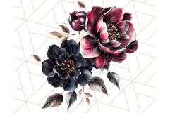 Gothic Floral PNG, Dark Aesthetic Flowers Clipart Print Product Image 3