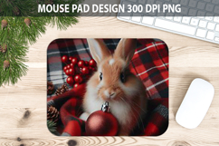Christmas Rabbit Mouse Pad Sublimation - Animal PNG Design Product Image 1