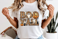 Boo Yall PNG, Rustic Wood Ghost Halloween Sublimation Design Product Image 6