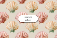 Watercolor Seashell Seamless Pattern | Coastal Shells Product Image 1