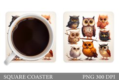 Funny Owl Coaster Design. Cute Owl Coaster Sublimation Product Image 1