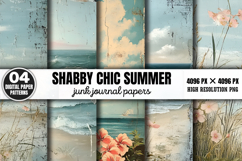 Shabby Chic Summer Junk Journal Paper PNG Product Image 1