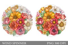 Flowers Wind Spinner Sublimation. Summer Wind Spinner Design Product Image 1