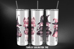 Halloween Black&amp;Pink Tumbler Wrap Sublimation Designs Product Image 3