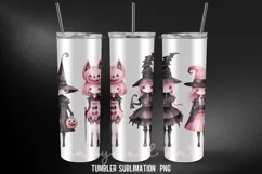 Halloween Black&Pink Tumbler Wrap Sublimation Designs Product Image 3