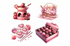 Valentine's Day Foods watercolor clipart Product Image 7