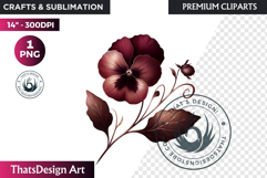 Moody Rose Gold &amp; Mauve Flowers PNG, Dark Romance Clipart Product Image 1