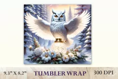 Sublimation Tumbler Wrap 3D White Owl / Png file Product Image 2