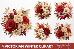 Victorian Winter Clipart Sublimation PNG, Victorian Clipart Product Image 1