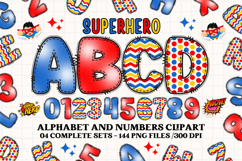 Superhero Digital Papers, superhero doodle letters Product Image 2