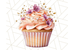 Cupcake Clipart with Florals and Pastel Frosting Png, Spring Product Image 3