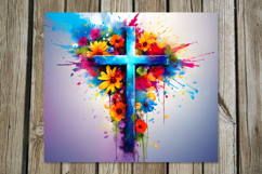 Christian cross &amp; flowers | Faith Skinny tumbler designs PL2 Product Image 3