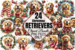 Christmas Retrievers Clipart Bundle PNG Product Image 1