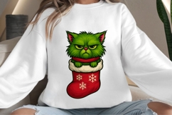 Funny Christmas green cat png design for T-shirts Product Image 4