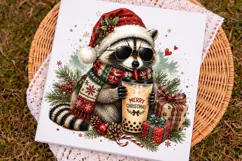 Cool Christmas Raccoon Iced Coffee PNG Sublimation File Product Image 2