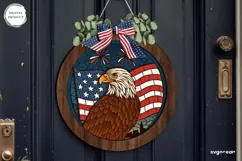 Patriotic Eagle Door Sign Laser Cut | 4th of July | SVG Product Image 1