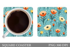 Flowers Coaster Sublimation. Square Coaster Flowers Design Product Image 1