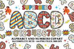 Superhero Digital Papers, superhero doodle letters Product Image 2
