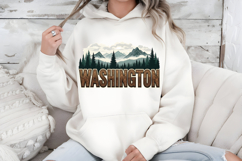 Washington PNG, Vintage Mountain Lake Forest Sublimation Product Image 7